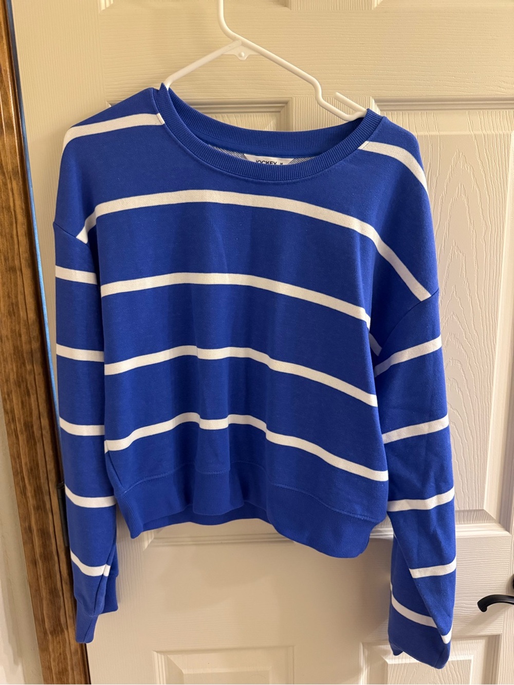 Jockey Royal Blue and White Striped Crewneck